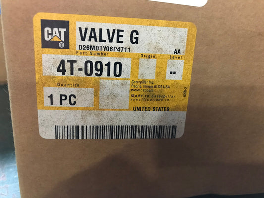 New OEM Genuine Caterpillar, Valve G - Part # 4T0910