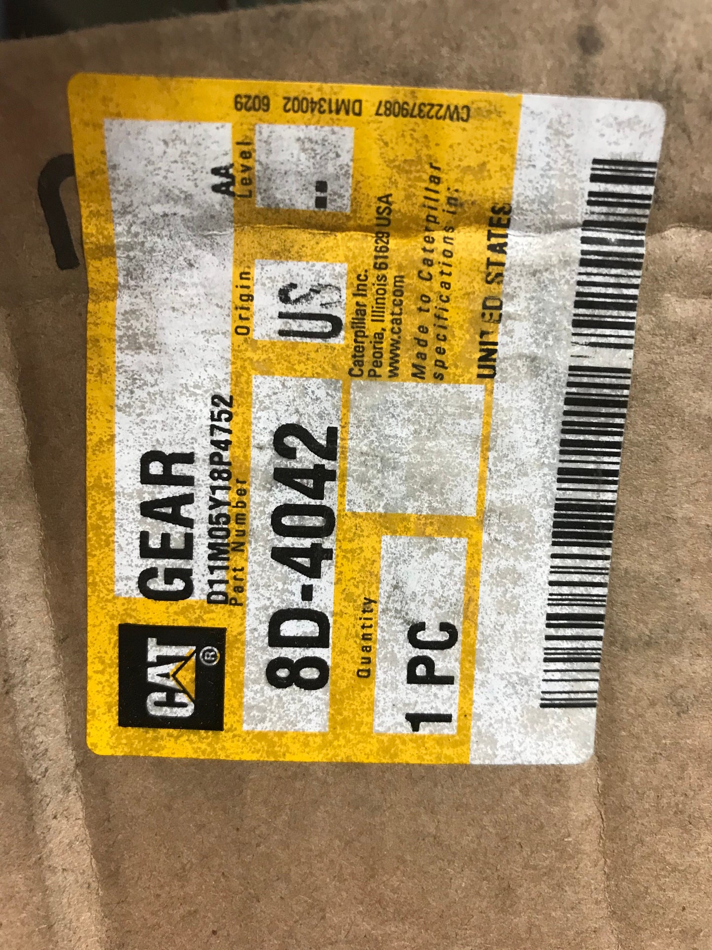 New OEM Genuine Caterpillar, Gear - Part # 8D4042