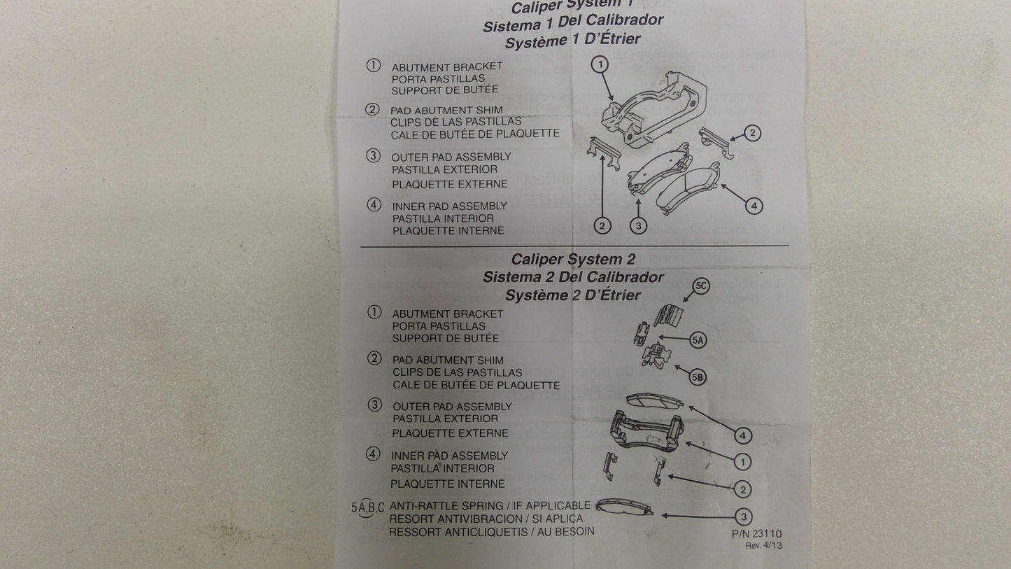 New Fits Chrysler Pad Kit-Disc Brake Friction - Part # 1AMF1330AA