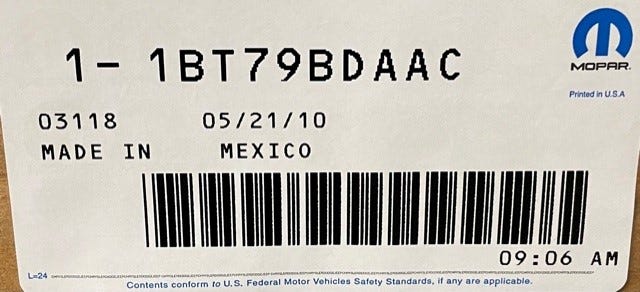 New 2008 Fits Chrysler Liberty Cover-Cargo Compartment - Part # 1BT79BDAAC