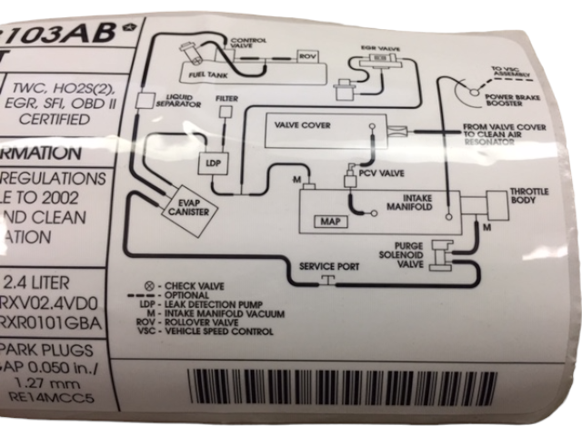 New 2002 Fits Chrysler Sebring, Stratus Label-Emission - Part # 4578103AB