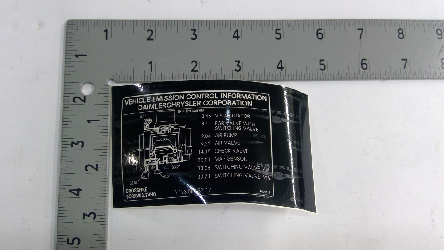 New Fits Chrysler Label-Emission - Part # 5142918AA