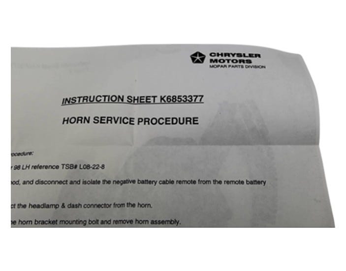 New Fits Chrysler Horn - Part # 5269193AC
