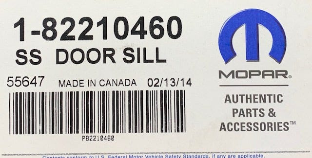 New Fits Chrysler Door Entry Sill Kit. - Part # 82210460