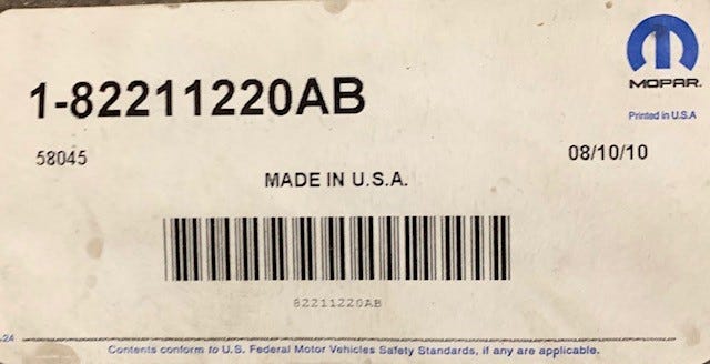 New Fits Chrysler Mat Kit-Floor - 1St & 2Nd Row - Part # 82211220AB