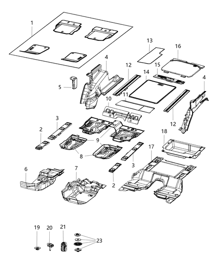 New 2019-2020 Fits Chrysler Wrangler Carpet-Rear Floor - Part # 6BP32TX7AB