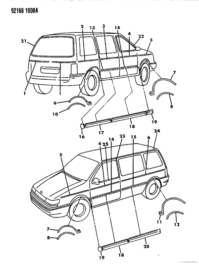 New 1992 Fits Chrysler Grand Caravan, Town & Country Sliding Door Outside - Part # X962LRB