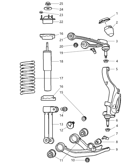 New 2006-2007 Fits Chrysler Liberty Front Coil Spring - Part # 52128876AB