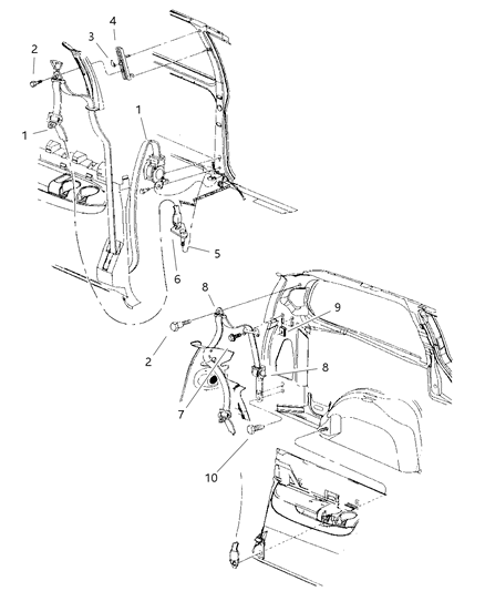 Mopar - 1996 1997 Fits Chrysler Grand Caravan, Town & Country 2Nd Rear Seat Outer Belt # - Part # GK39SAZ