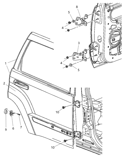 New 2006-2010 Fits Chrysler Commander Door-Rear Door - Part # 55396498AC