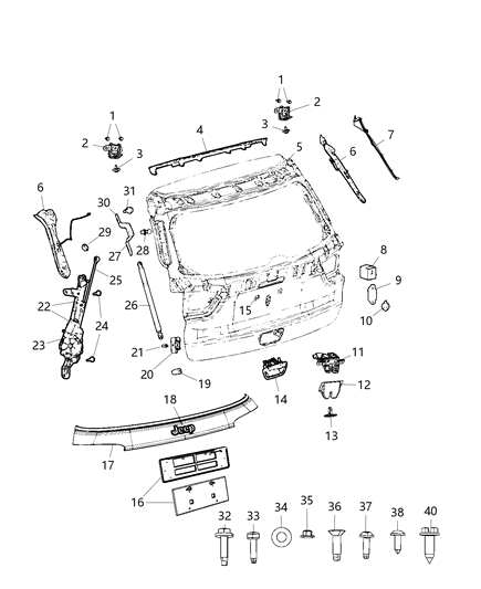 New 2019-2021 Fits Chrysler Caliber, Compass, Patriot Handle-Liftgate - Part # 5VF90PDNAC
