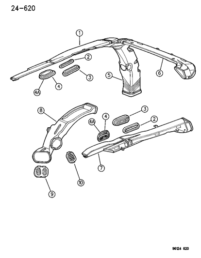 New 1996-1997 Fits Chrysler Grand Caravan, Town & Country Outlet Air Conditioning - Part # JH92SK4