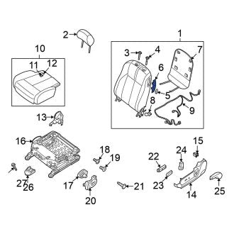 New 2008-2013 Fits Nissan Altima Seat Back Recliner Adjustment Handle Cap, Part # 87665-JB01B
