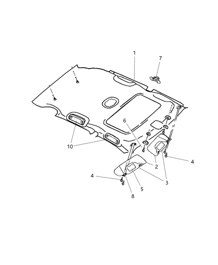 New 2007-2008 Fits Chrysler PT Cruiser Support-Visor - Part # XK45DK5AB