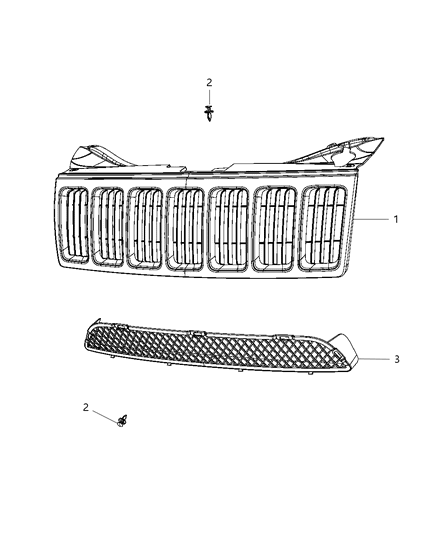 New 2009-2010 Fits Chrysler Grand Cherokee Grille-Radiator - Part # 1DF491FGAB