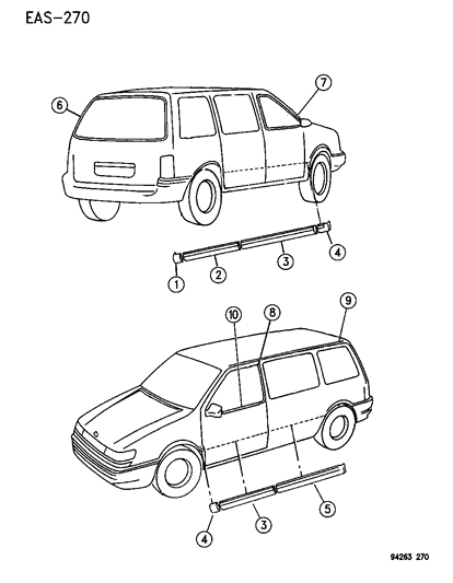 New 1994-1995 Fits Chrysler Grand Caravan, Town & Country Quarter Outside Front Right - Part # HJ58PSK