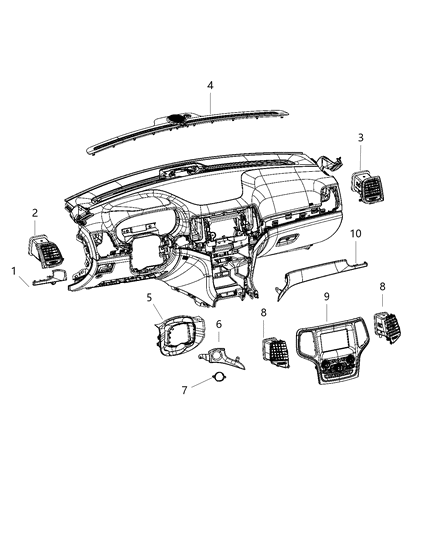 New 2014-2019 Fits Chrysler Grand Cherokee Bezel-Instrument Panel - Part # 5QW25AAAAC