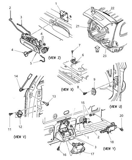 Mopar - 1996 1997 Fits Chrysler Grand Caravan, Town & Country Handle Liftgate # - Part # JS12SJM