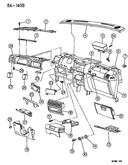 New 1994-1995 Fits Chrysler Grand Caravan, Town & Country Module Asm Instrument Panel Pab & Dep - Part # JX75PB7