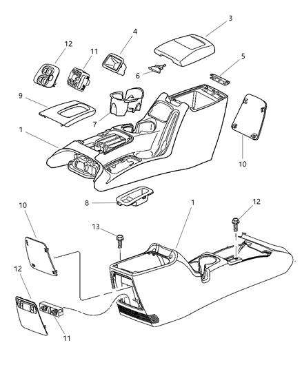 New 2003-2004 Fits Chrysler Liberty Box/Bin-Floor Console - Part # 5GP34XDVAC