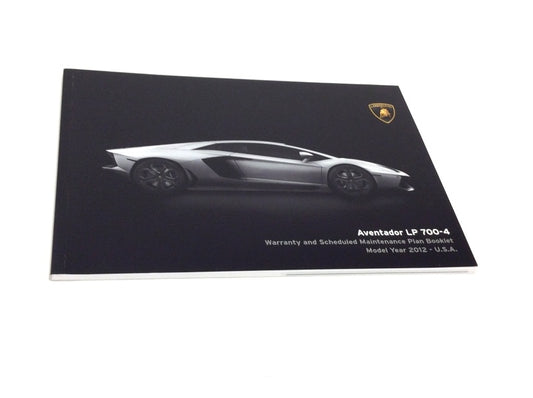 New 2012 Lamborghini Aventador LP700-4 Owner’s Warranty Maintenance Handbook – U.S.A. Specification