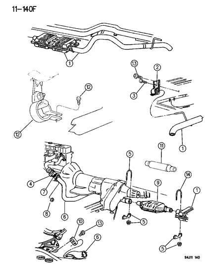 New 1993-1996 Fits Chrysler Grand Cherokee Muffler And Tailpipe Assembly With Hanger - Part # E0022799