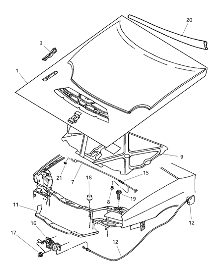 New 2005 Fits Chrysler Neon Bezel-Hood - Part # 5152032AA
