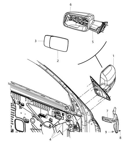 New 2015 Fits Chrysler 3500, 4500, 5500 Door Mirror Left - Part # 68230831AD