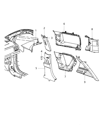 New 2010-2017 Fits Chrysler Caliber, Compass, Patriot Molding-Windshield Garnish - Part # 1LL88HDAAD