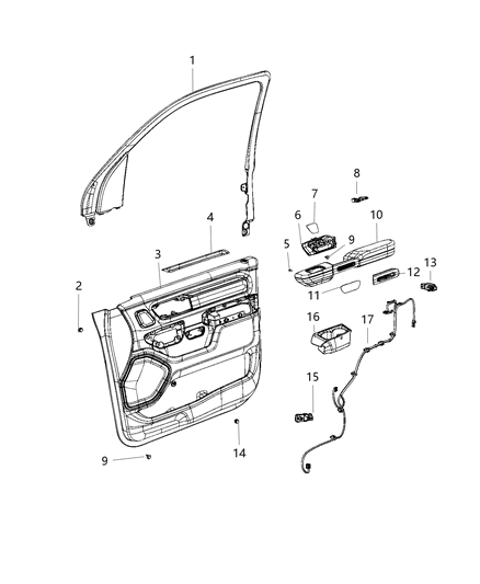 New 2019-2021 Fits Chrysler 1500 Handle-Inside Release - Part # 6BB151R9AD