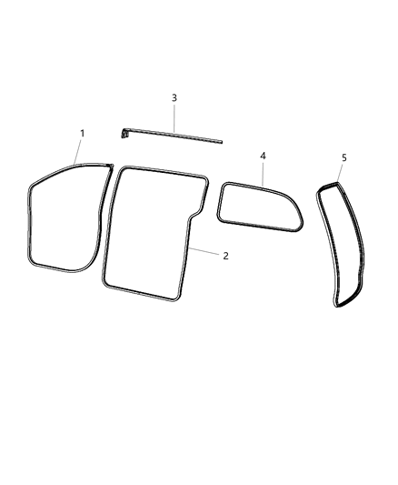 New 2011-2016 Fits Chrysler Grand Caravan, Town & Country Weatherstrip-Front Door Opening - Part # 1DA08HL5AH