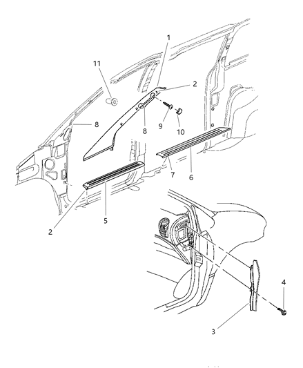 New OEM Genuine Plymouth, Rear Left Door Sill Plate - Part # PJ69SJK