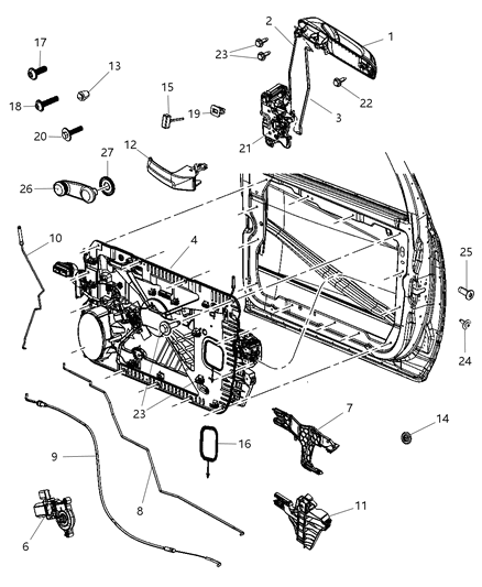 New 2011-2012 Fits Chrysler 1500 Front Door Latch - Part # 68071882AA