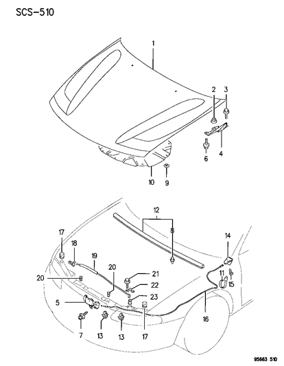 Mopar - 1995 2000 Fits Chrysler Avenger Hood Latch # - Part # MB927379