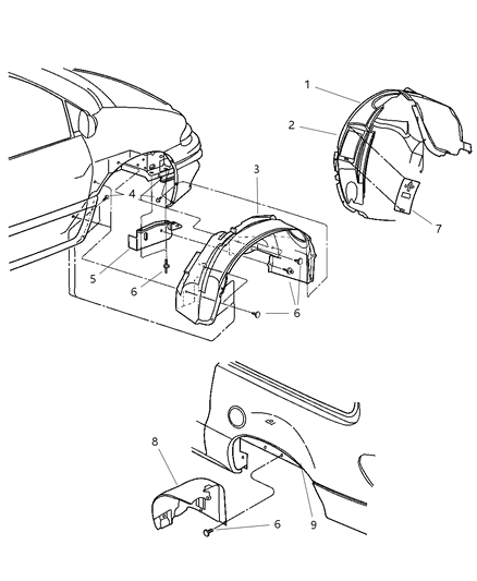 New 2002-2003 Fits Chrysler Grand Caravan, Town & Country Shield-Fender - Part # 4857762AA