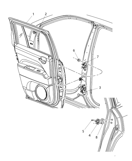 New 2007-2010 Fits Chrysler Caliber, Compass, Patriot Door-Rear Door Outer - Part # 5074960AB