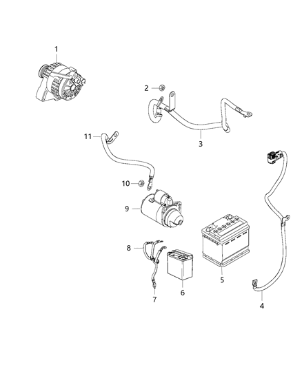 New 2018 Fits Chrysler Caliber, Compass, Patriot Battery Negative Wiring - Part # 68322543AB