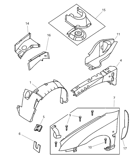 New 2001-2005 Fits Chrysler Neon Fender-Front - Part # 5012671AD