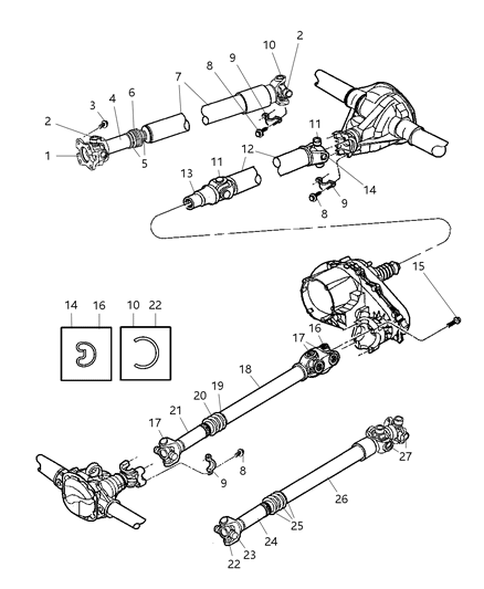New 2005-2006 Fits Chrysler Wrangler U-Joint Kit - Part # 5161766AA