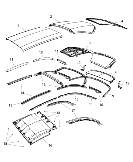 New 2007-2010 Fits Chrysler Sebring Panel-Folding Top Trim - Part # 68029394AA
