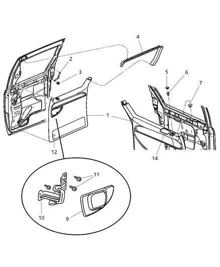 New 2002-2003 Fits Chrysler Grand Caravan, Town & Country Panel-Sliding Door Trim - Part # SK231T5AD