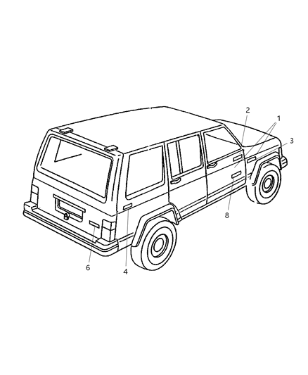 New 1999-2001 Fits Chrysler Grand Cherokee Decal-Front Door - Part # 5GM60CA1AA