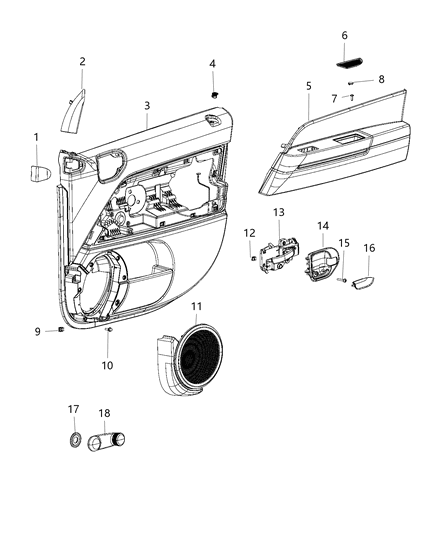 New 2016-2017 Fits Chrysler Caliber, Compass, Patriot Bolster-Front Door - Part # 5LN132DKAC