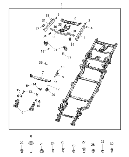 New 2020-2021 Fits Chrysler Gladiator Engine Support - Part # 68355121AA