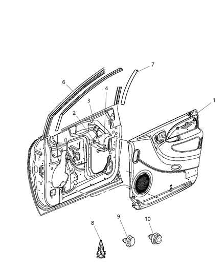 New 2004 Fits Chrysler Grand Caravan, Town & Country Panel-Front Door Trim - Part # ZN841D5AA