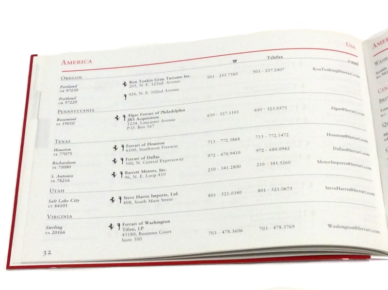 New OEM 2001 Ferrari Sales & Service Manual Handbook Cat. # 1711/01