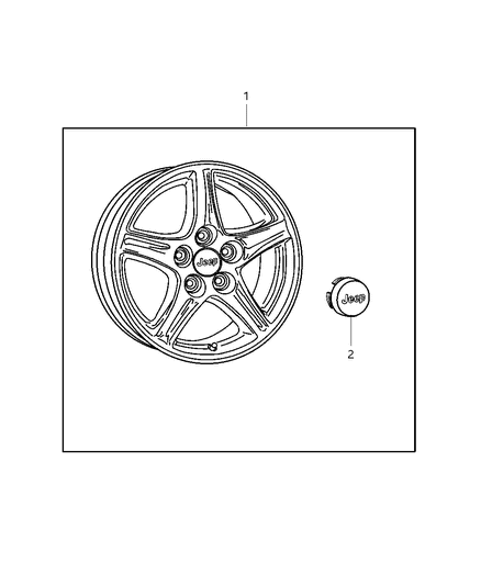 New 2002-2007 Fits Chrysler Liberty Cast Aluminum Wheel Kit - Part # 82205899