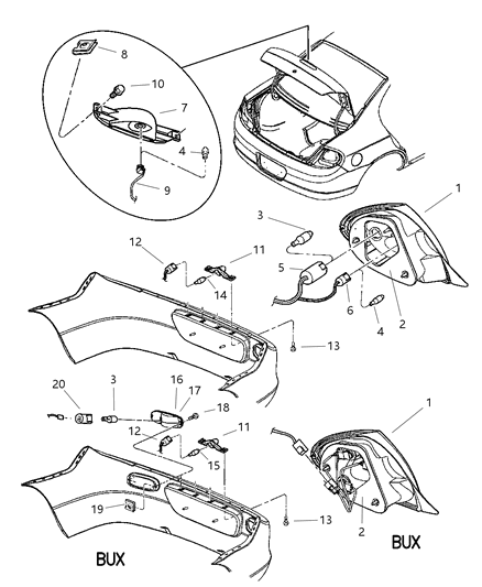 New 2004-2005 Fits Chrysler Neon Lamp-Tail Stop Turn - Part # 5303542AD