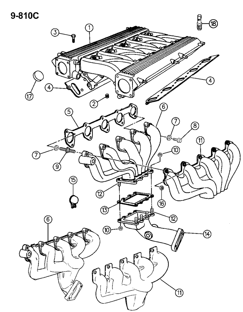 Stud, Manifold And Heat Shield, (5/16-18X5/16-24X2.22)