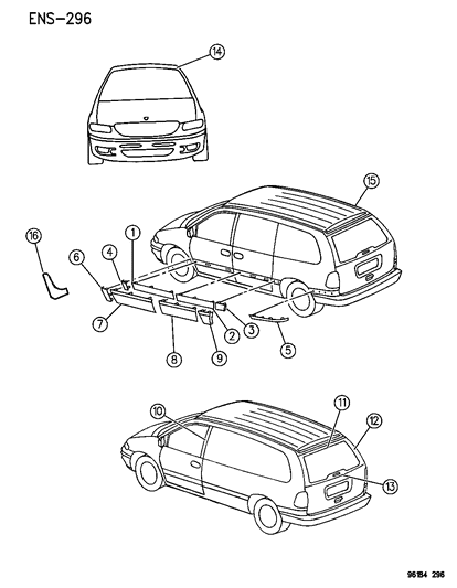 Mopar - 1996 Fits Chrysler Grand Caravan, Town & Country Molding Quarter Outside Rear Swb # - Part # HU94SW7